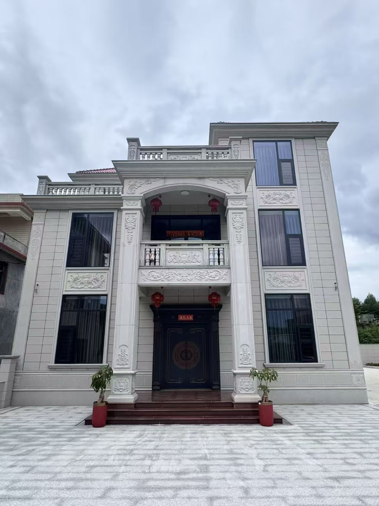 三明 芝麻白石材别墅干挂案例展示